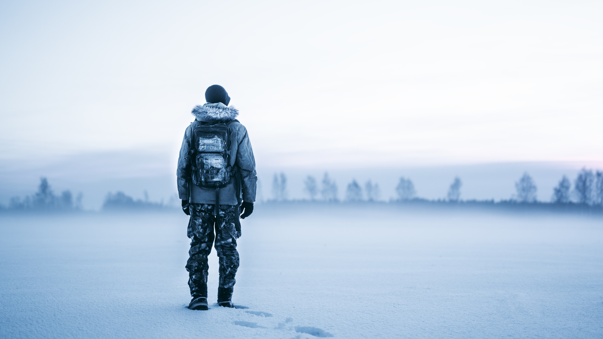 Man Winter Snow 8k