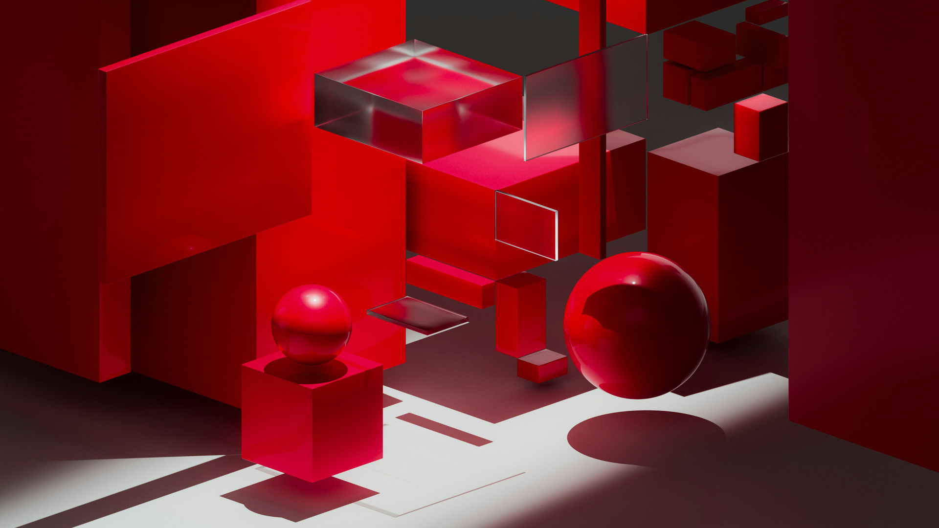 Modern Red Abstract 3d Shapes