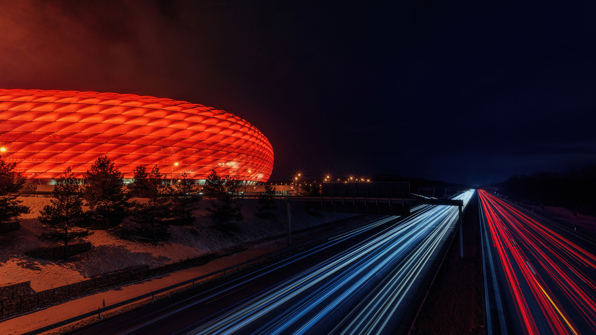 Munich Football Stadium At Night
