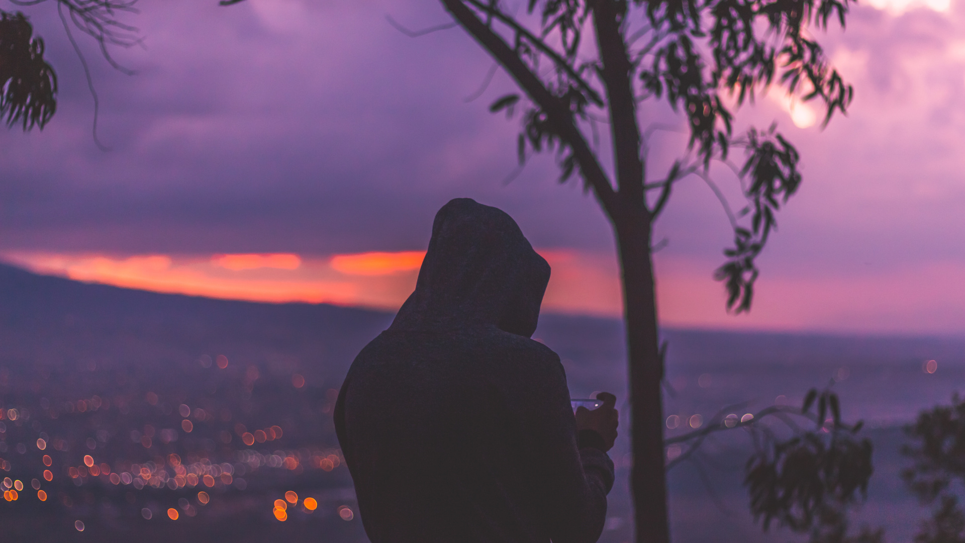 Person In Hoodie Dark Evening Silhouette 5k