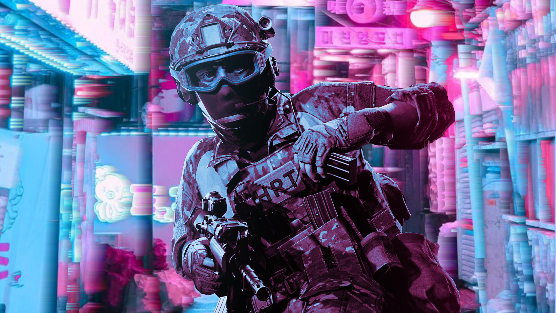 Police Retrowave Glitch Art 5k