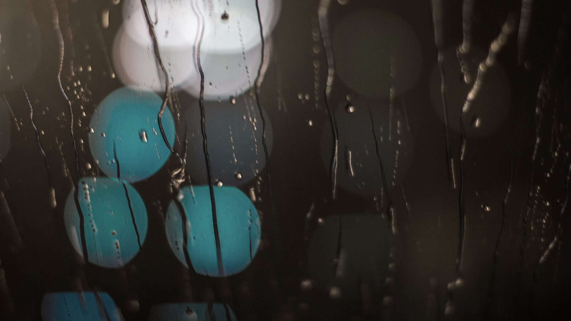 Rain Macro Long Exposure On Glass Lights