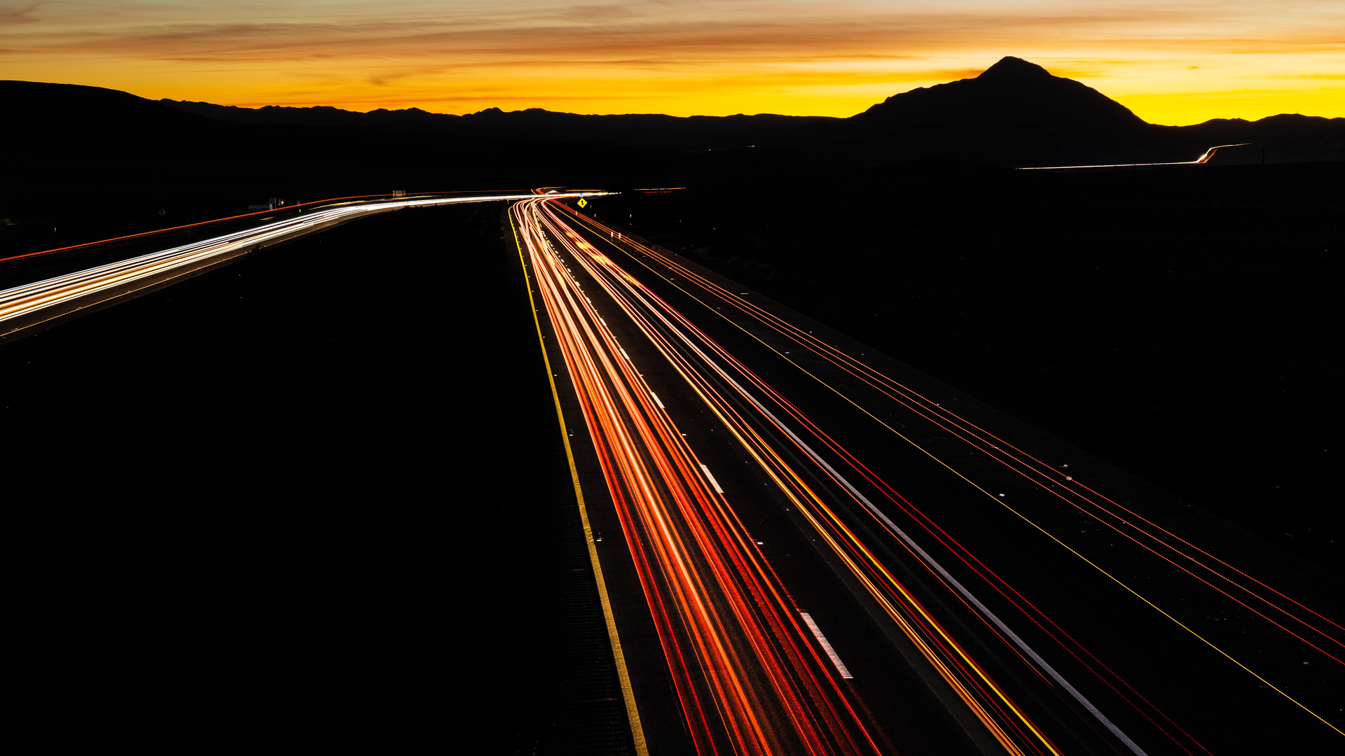 Road Turn Backlight Long Exposure 5k