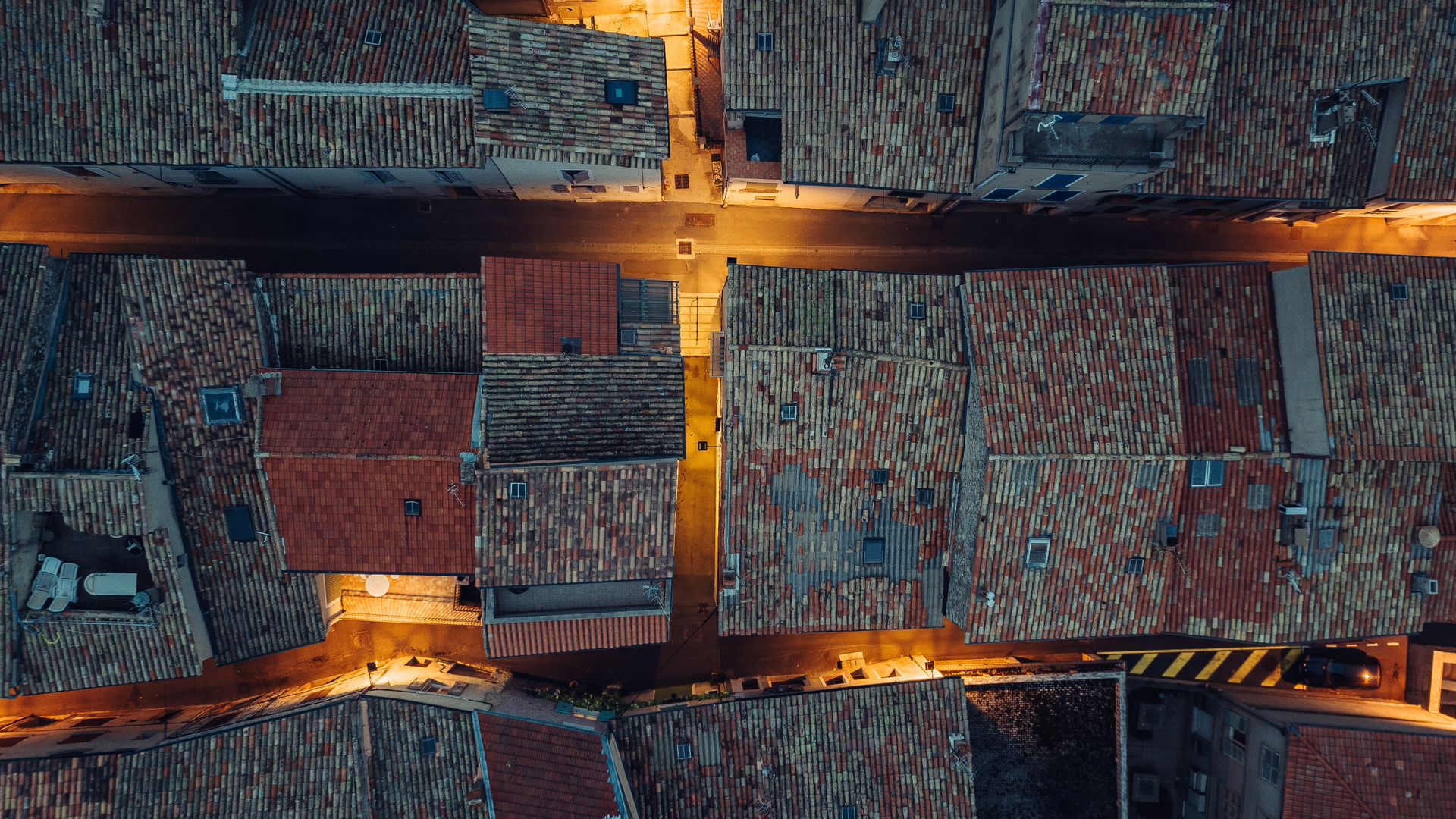 Rooftops Buildings Aerial View Hut Design 4k