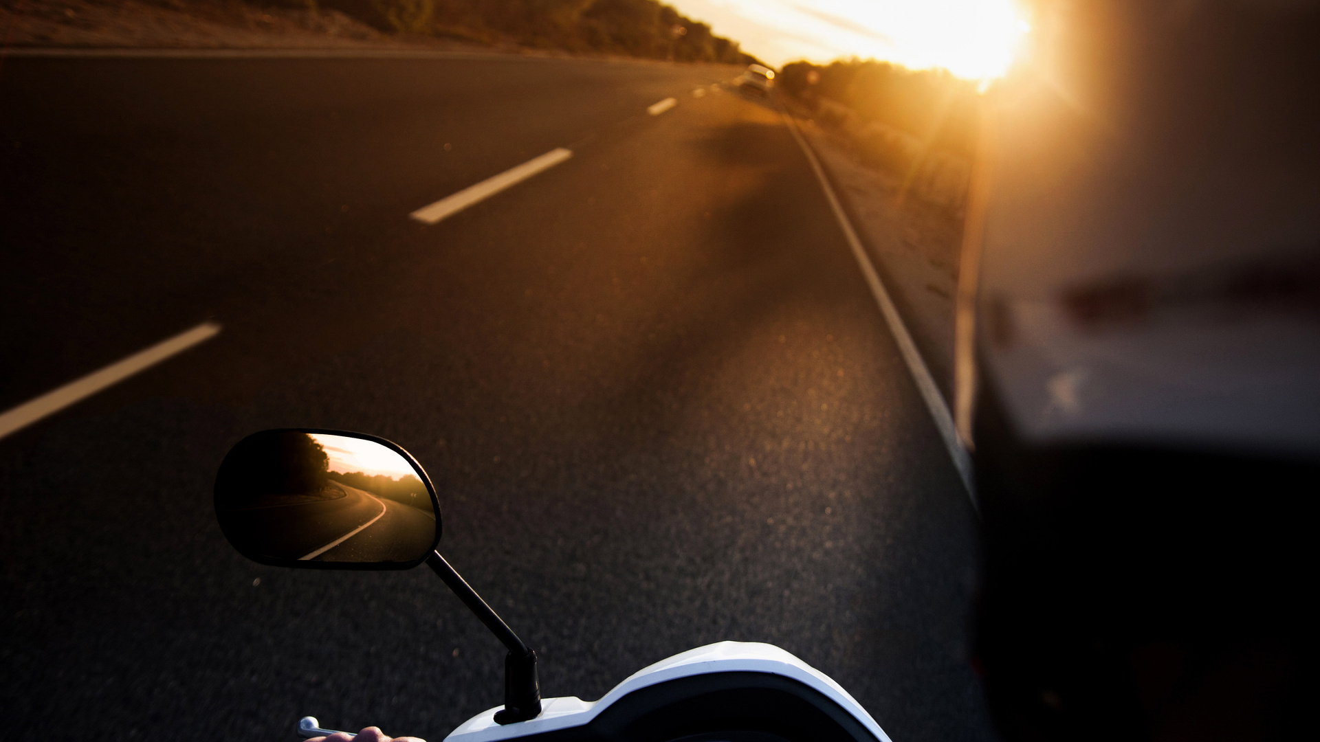 Scooter Evening Sun Beams