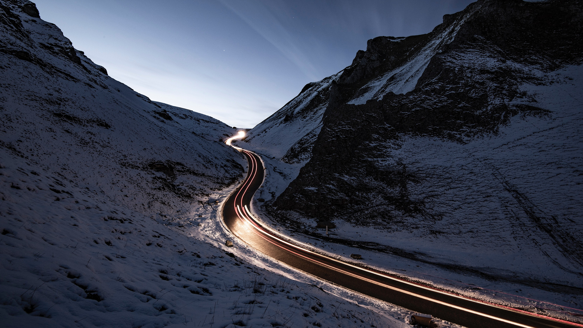 Snowy Road Way Long Exposure
