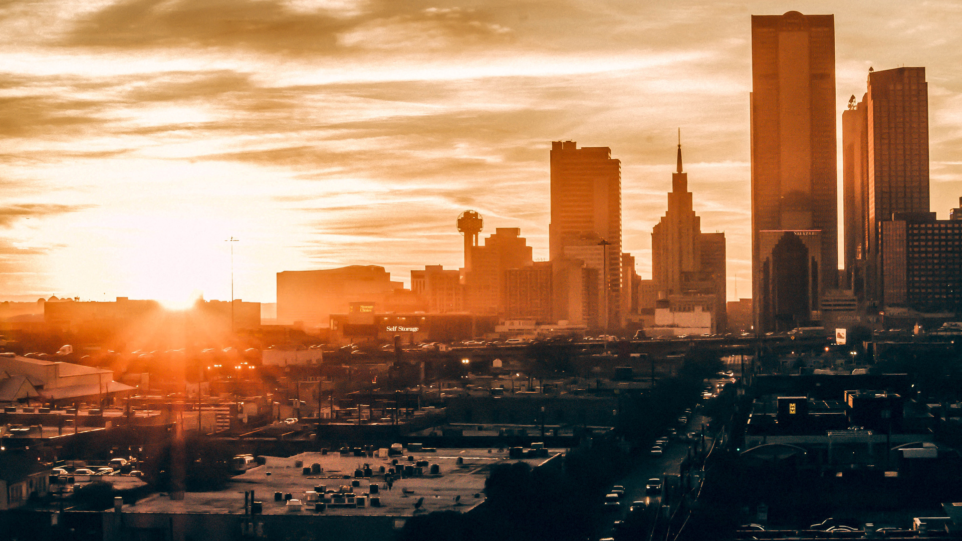 Sunset View Buildings City 4k