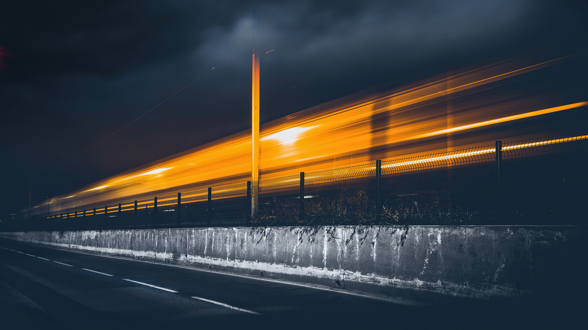 Train Light Trails Long Exposure