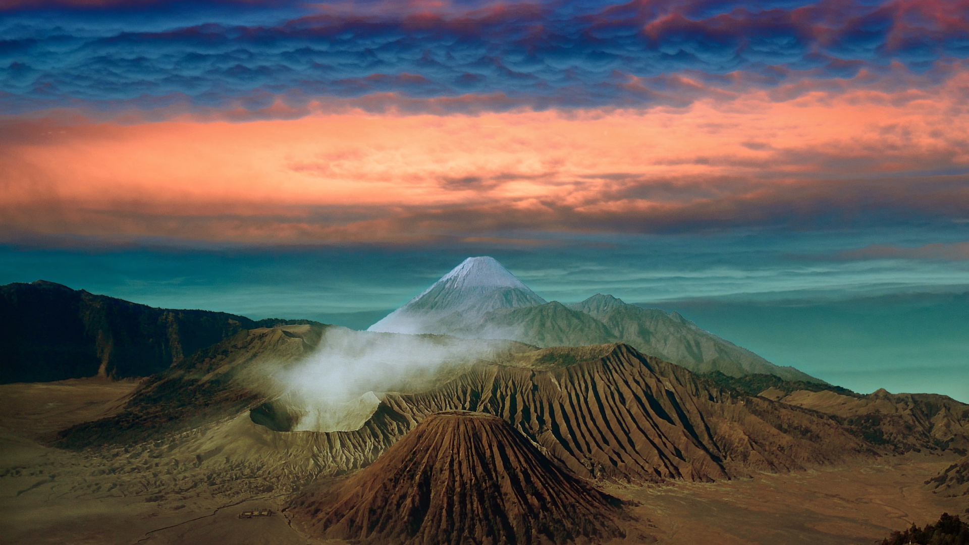 Volcano Landscape Clouds Scenic 8k