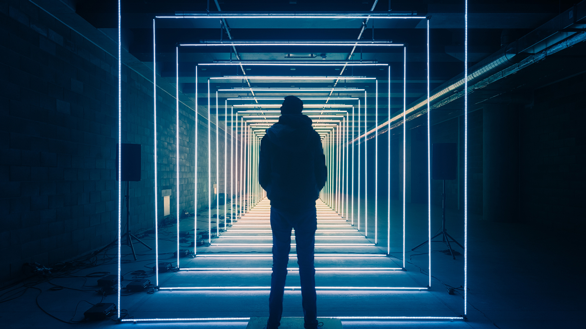 Wavelength Neon Person Standing 8k