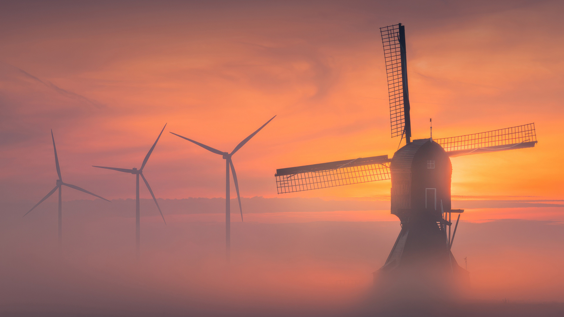 Windmill Evening 4k