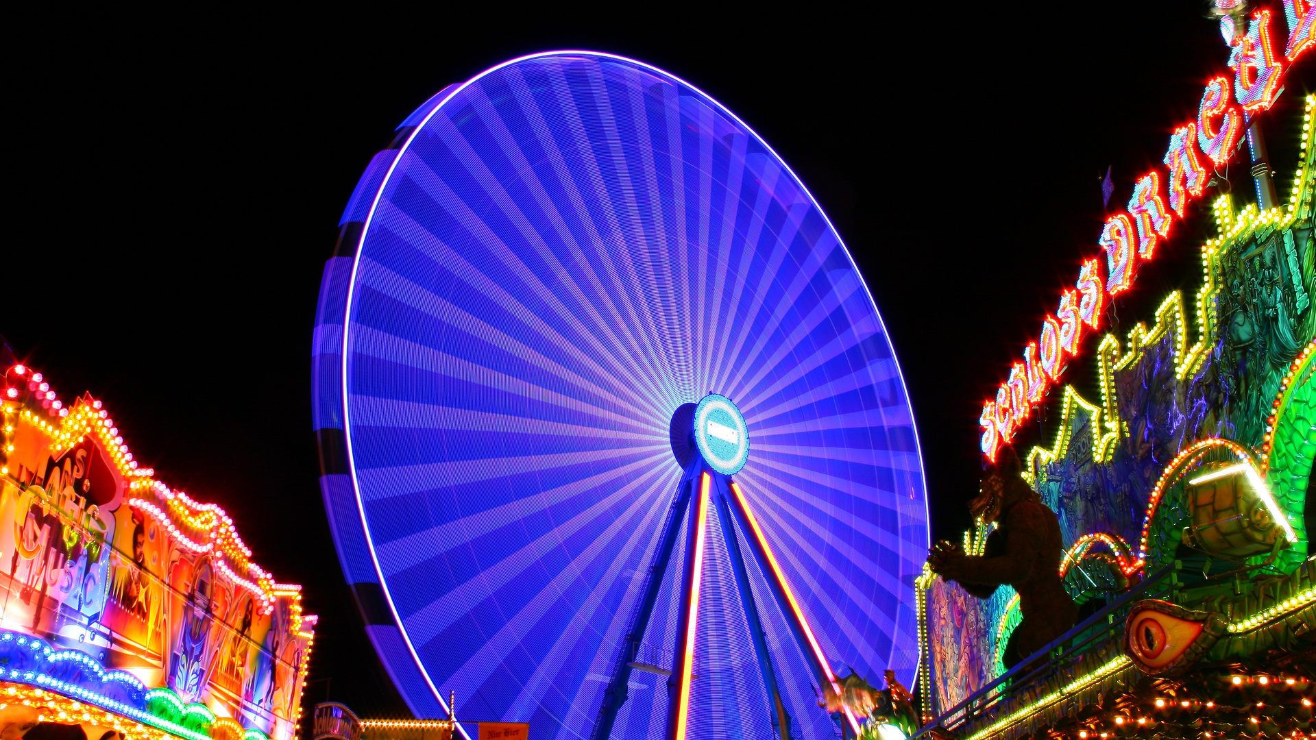 Blue Ferris Wheel 4k