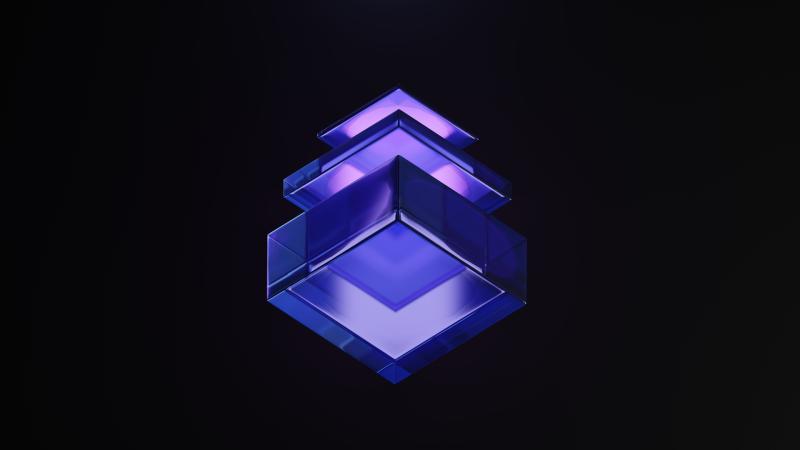 A Purple 3d Cube On A Black Background