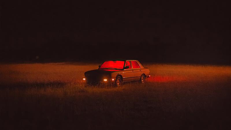 Car Night Field Dark 4k