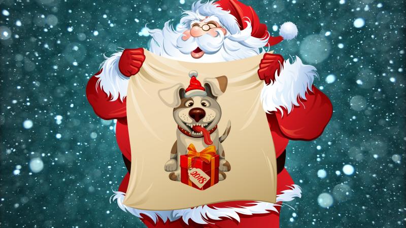 Christmas Santa Dog Painting 2018