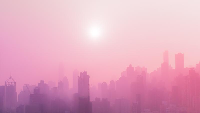 City Sunrise Pink Fog 5k