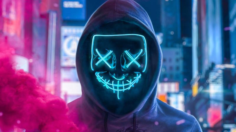 Mask Guy With Smoke Bomb In Hand 4k