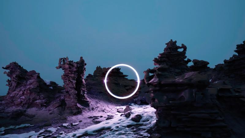 New Space Light Landed In Rocks And Ice 4k