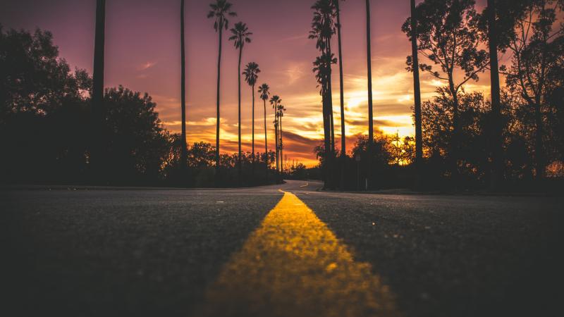 Road In City During Sunset