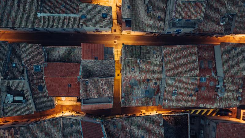 Rooftops Buildings Aerial View Hut Design 4k