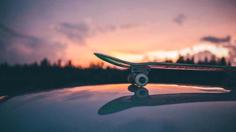 Skateboarding Sunset Macro 5k