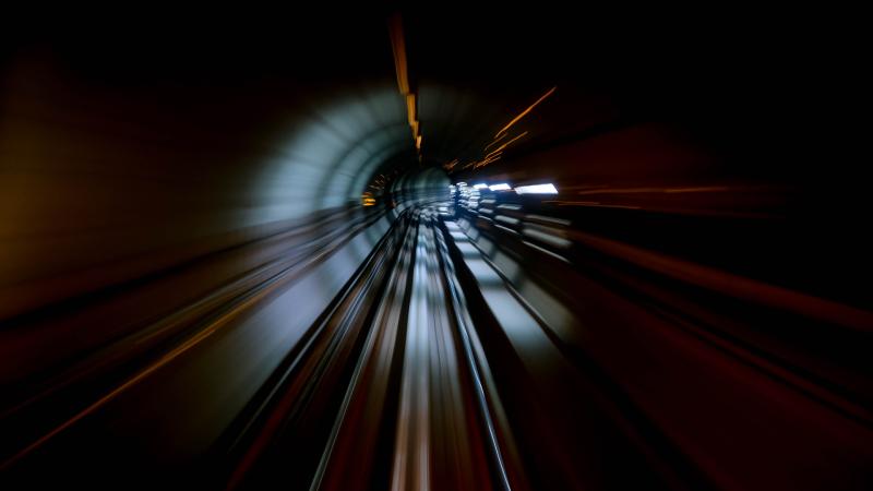 View From Train Front Window Long Exposure
