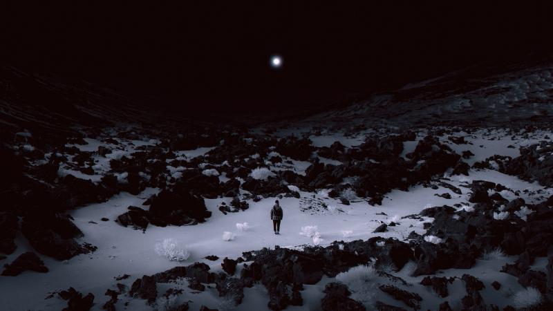 Walking In Dark Iceland Landscape