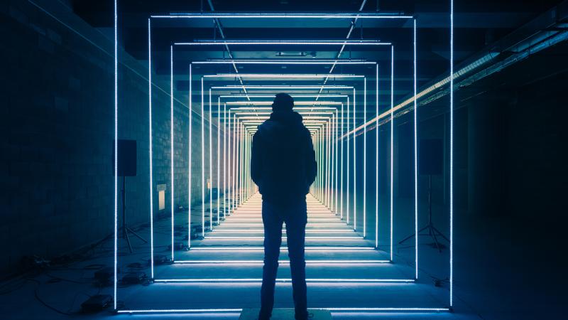 Wavelength Neon Person Standing 8k