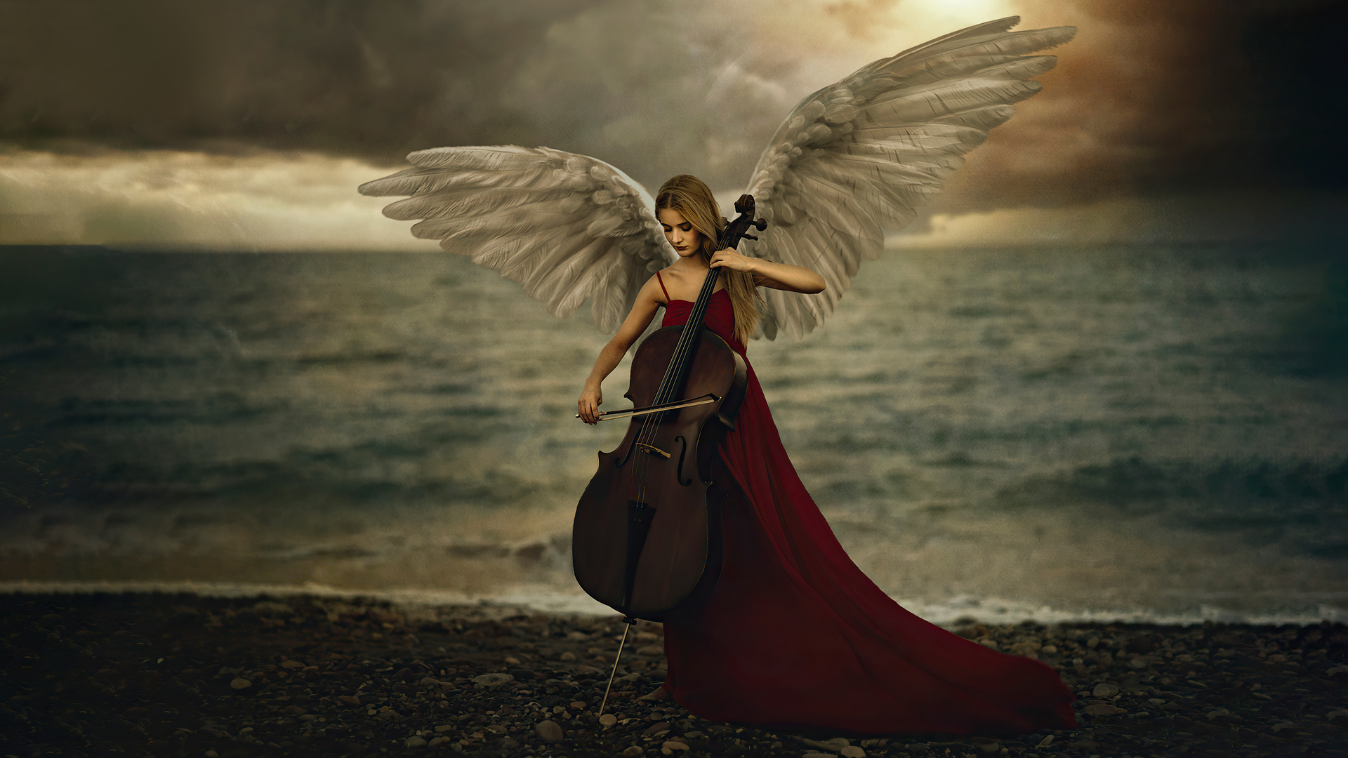 Dreamy Angel Playing Violin