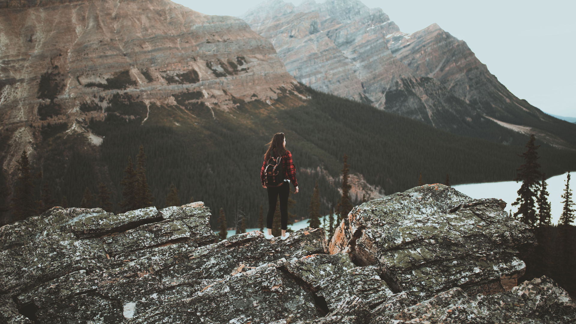 Girl At Tip Of Mountain