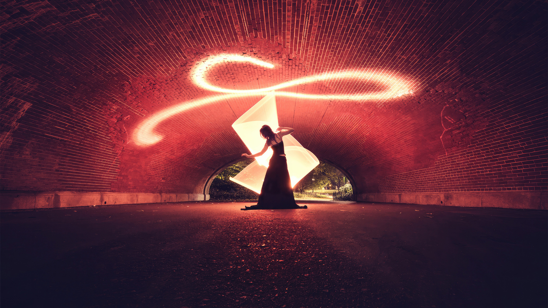 Girl Dancing Long Exposure Lights