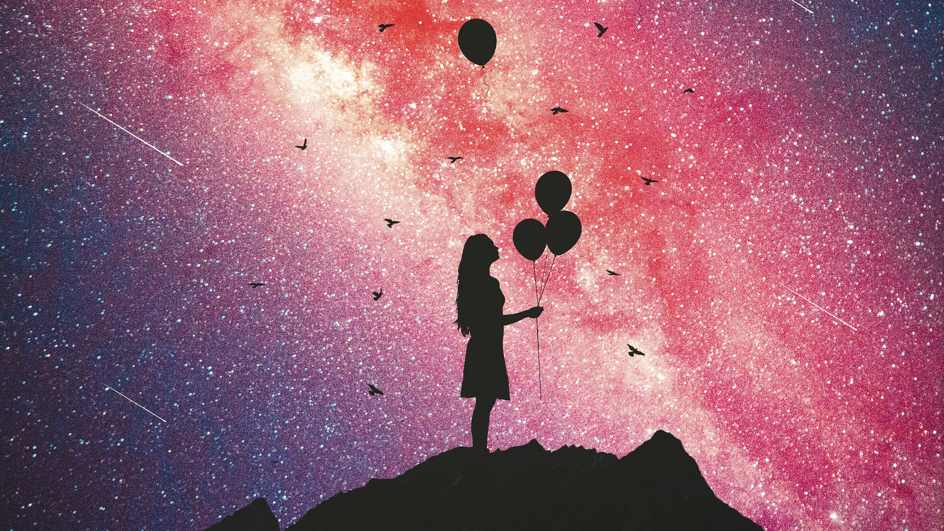 Girl Holding Balloons