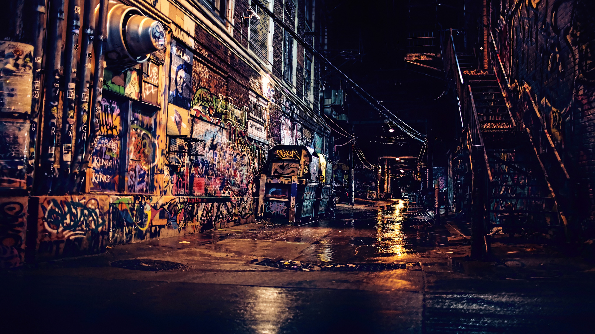 Graffiti Wall Night 4k