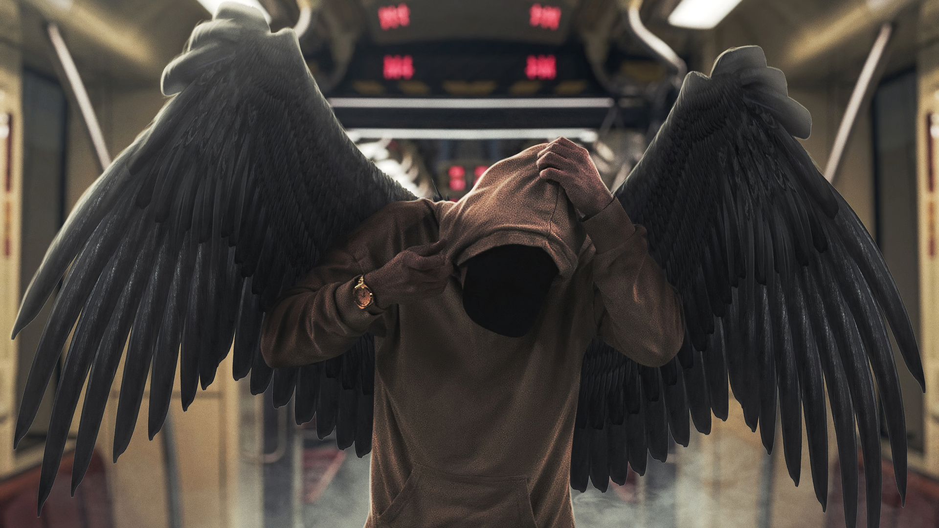 Hoodie Boy Wings 4k