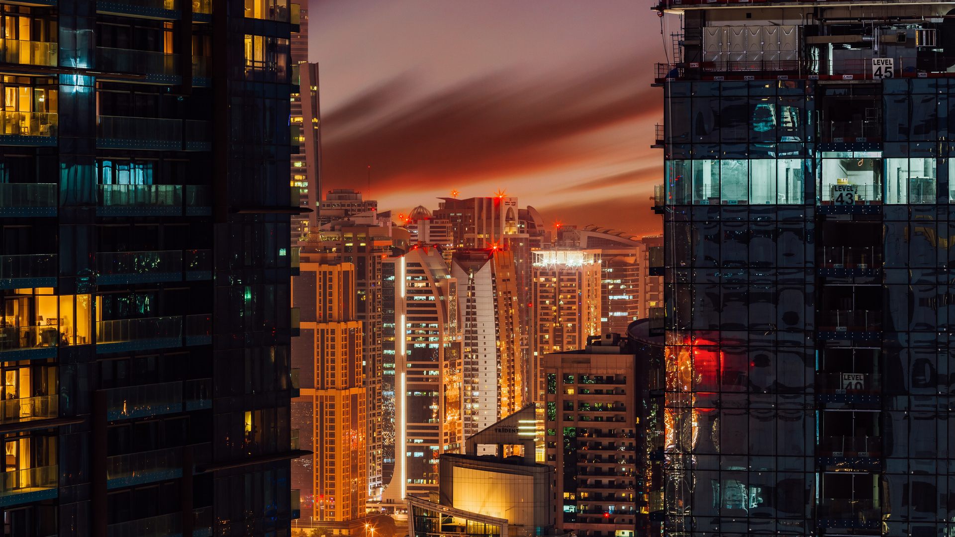 Lighted Buildings At Night 5k