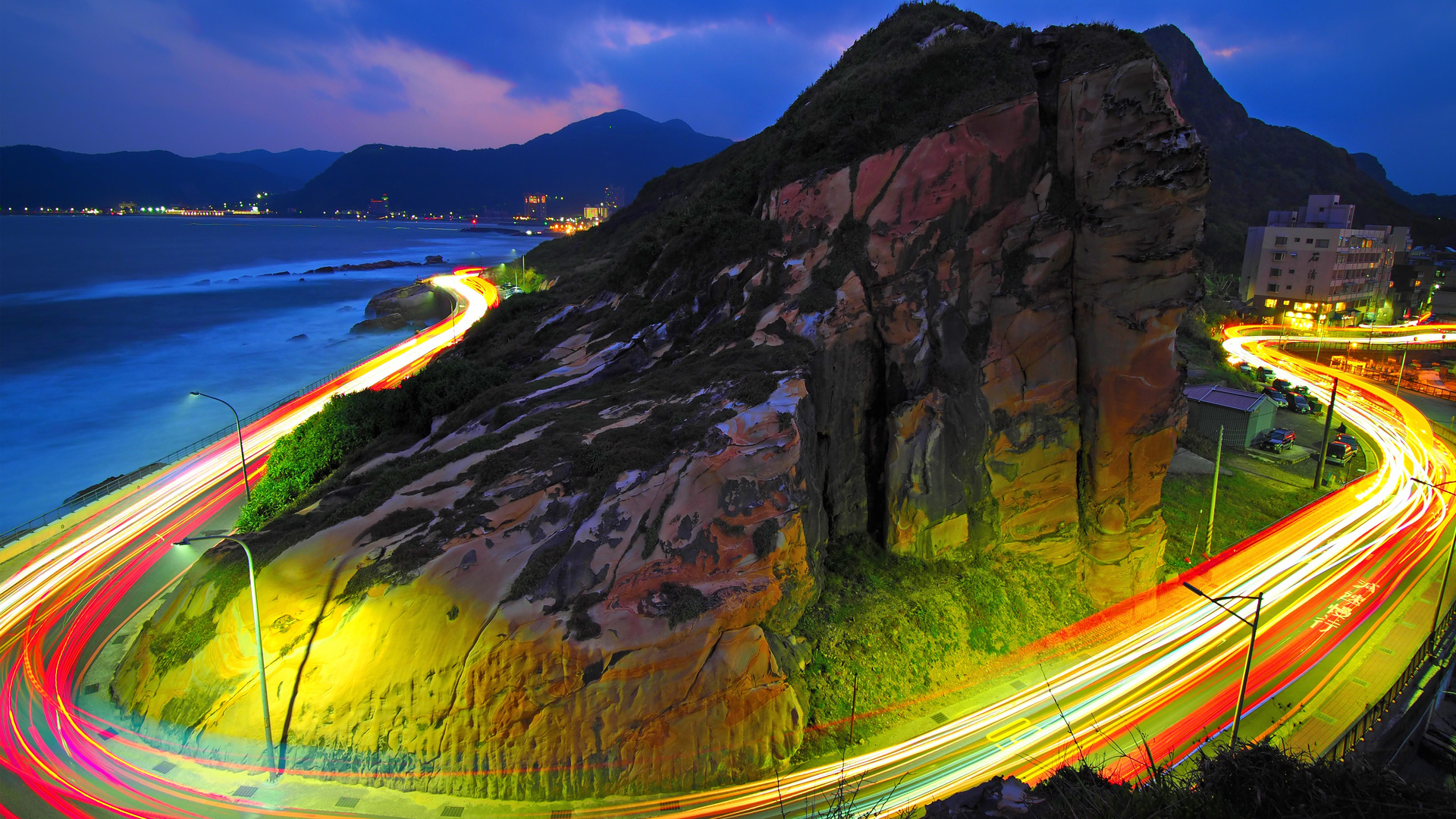 Long Exposure Lights Road 4k