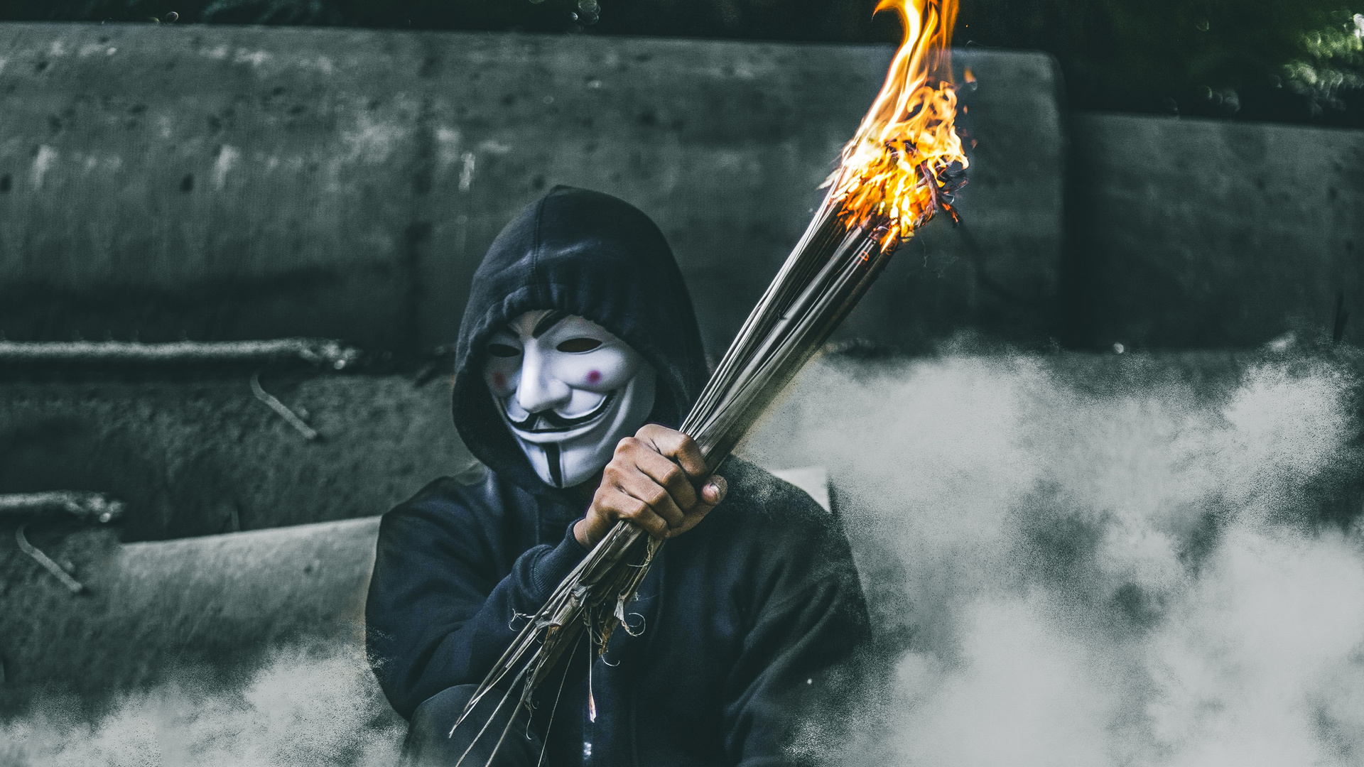 Mask Guy With Bonefire