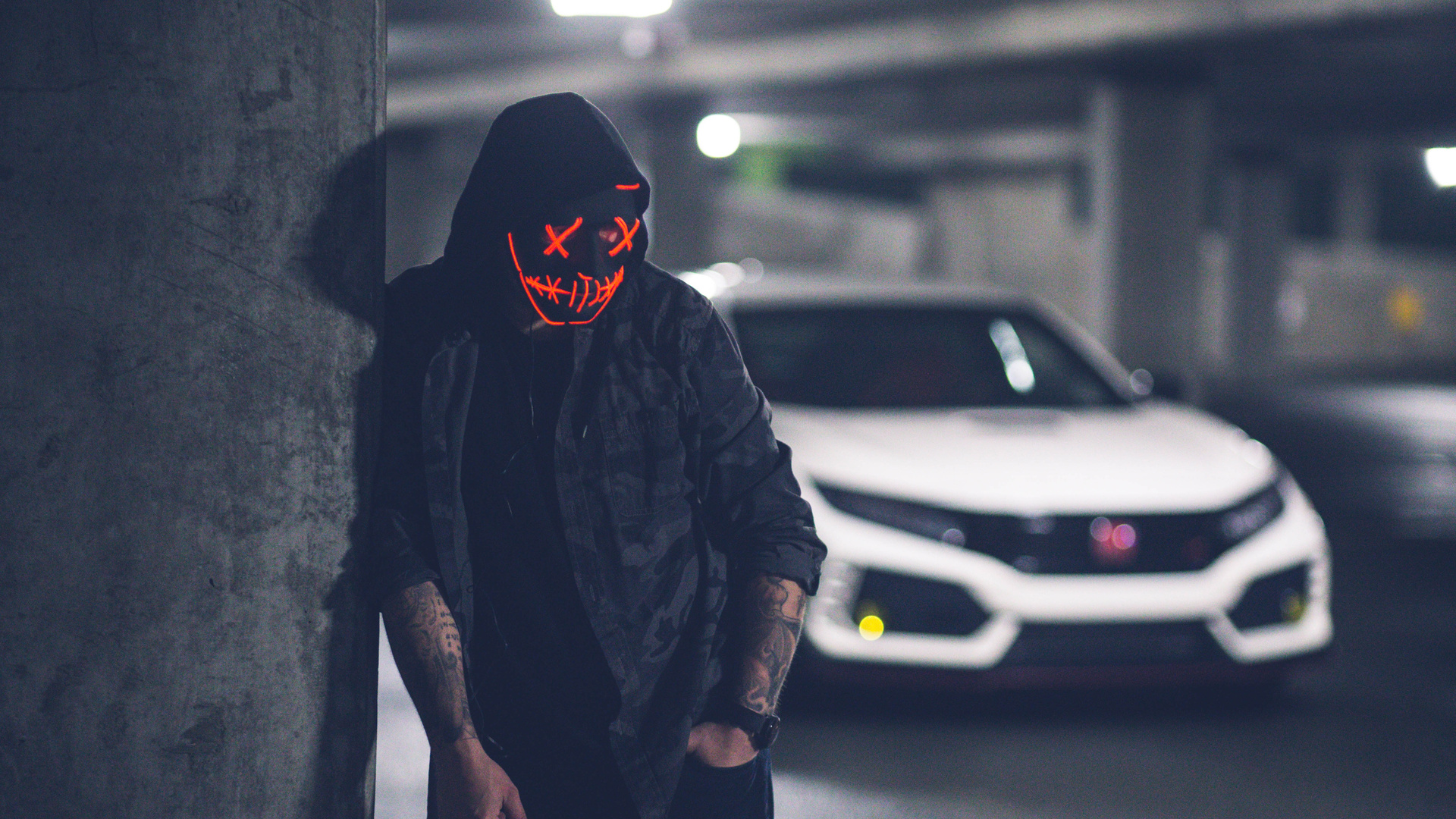 Mask Neon Inked With Car 5k
