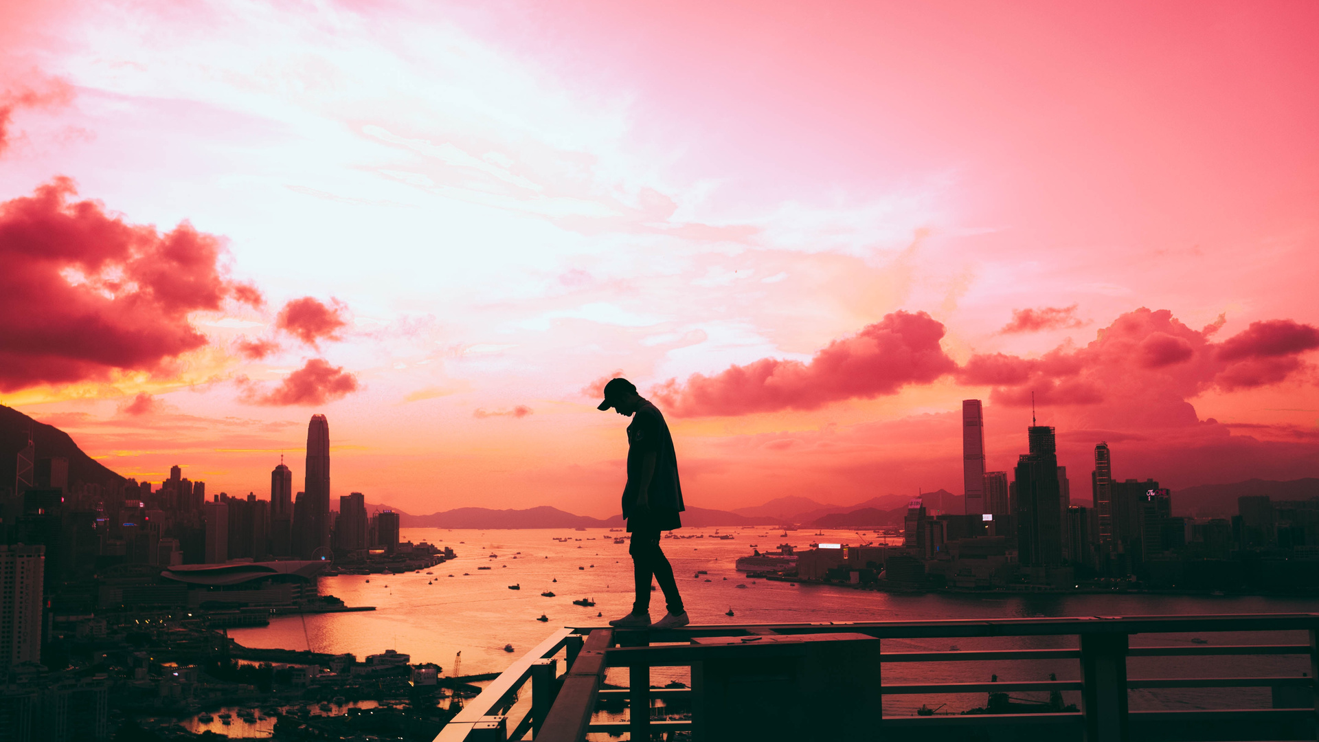 Person Standing Pink Silhouette