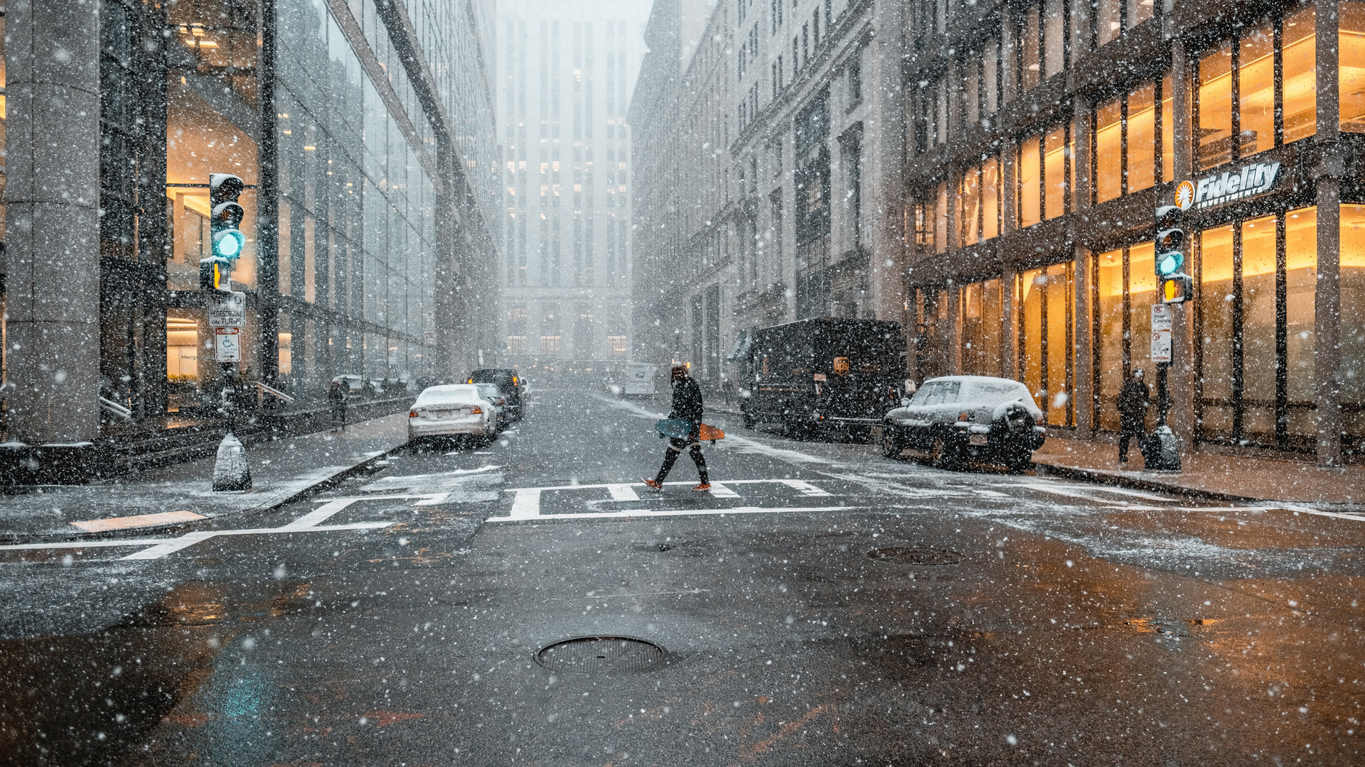 Person Street Snow 4k