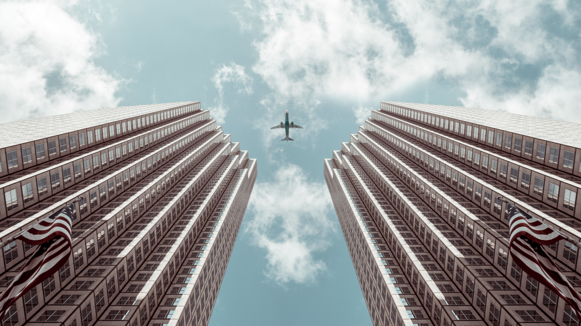 Plane Between Two Buildings 5k