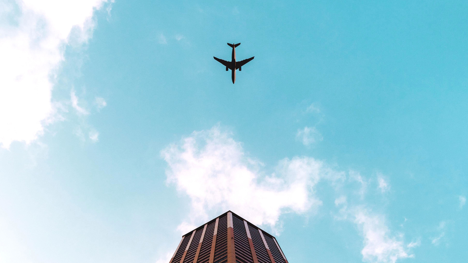 Plane Flying Over Building 4k