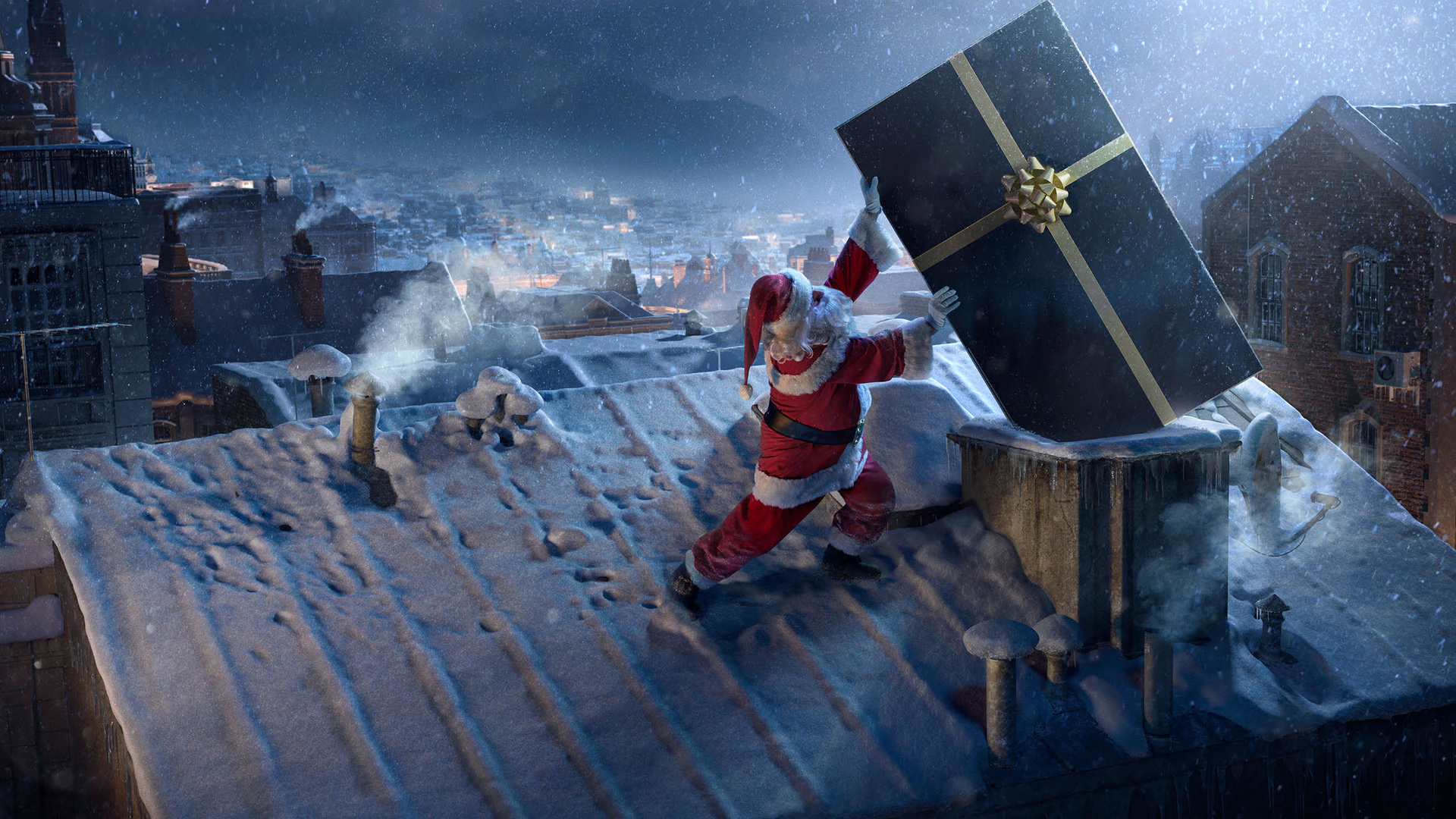 Santa Claus Chimne Present Delivery