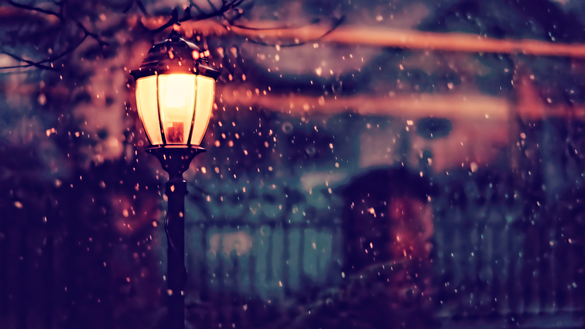 Street Light Winter 4k