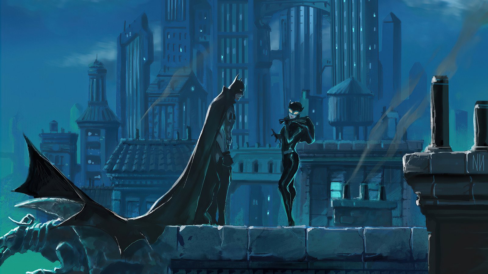 2020 Batman And Catwoman Artwork Wallpaper