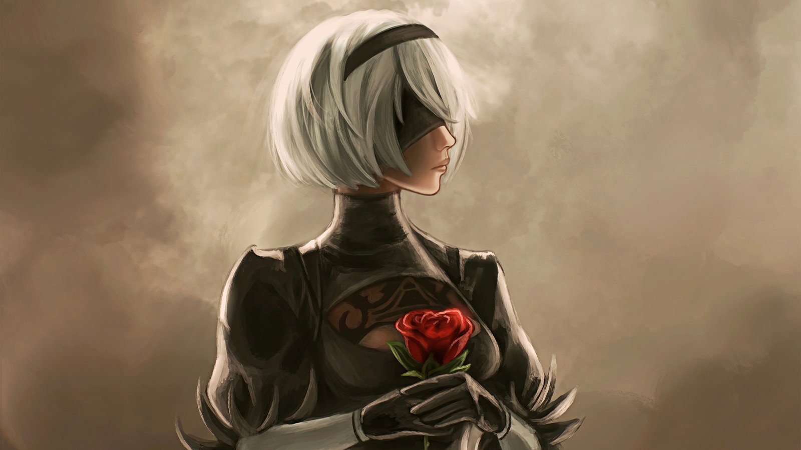 2b Nier Automata Character Art 5k Wallpaper