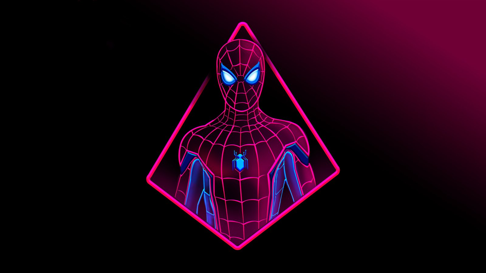 5k Spiderman Neon Artwork Wallpaper