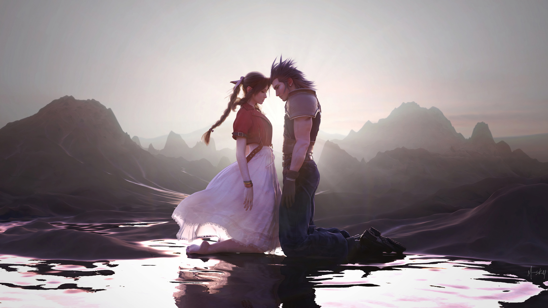 Aerith Gainsborough And Cloud Strife Final Fantasy Xv 5k Wallpaper