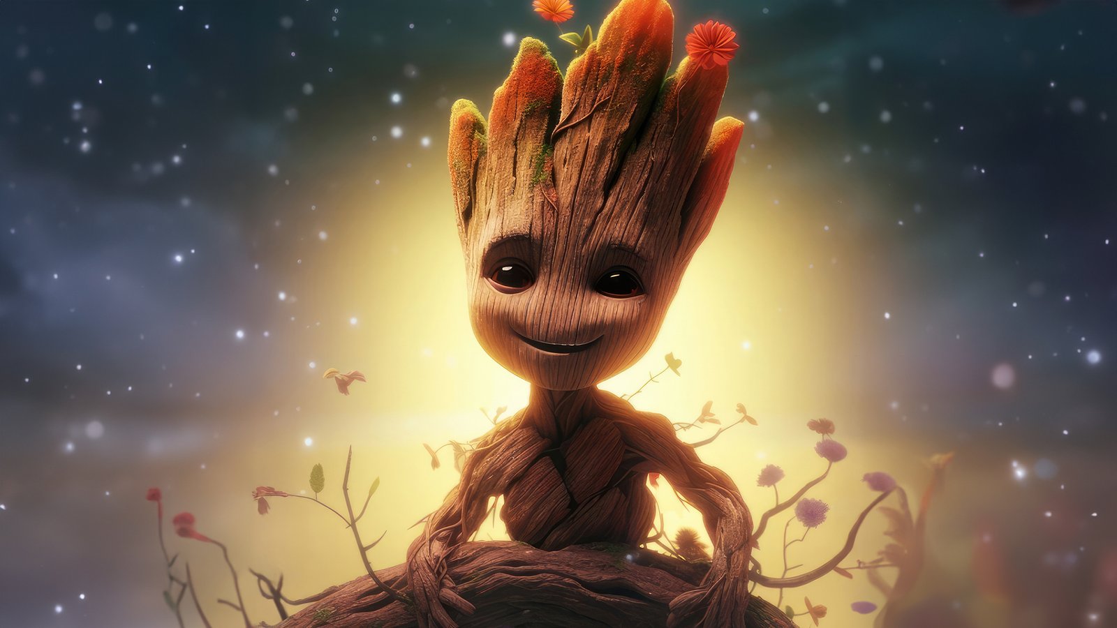 Baby Groot Smiling Wallpaper