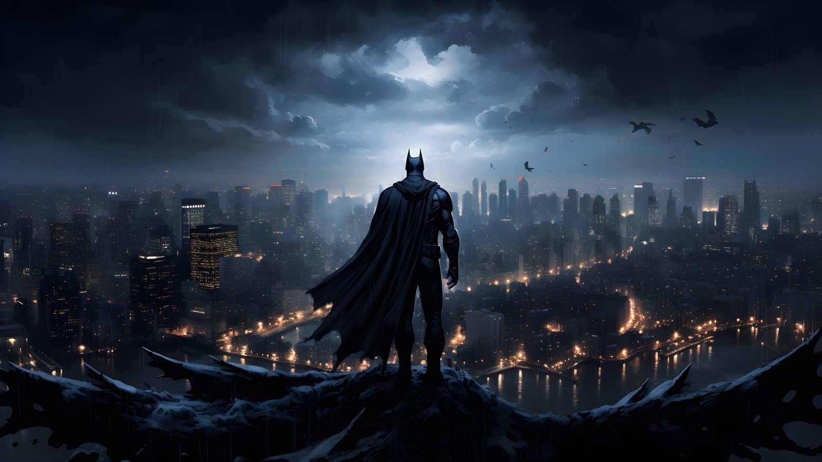 Batman Iconic Gotham City View Wallpaper